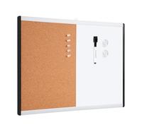 Amazon Basics Rectangular Pizarra magnética de borrado en seco y tablón de corcho 2 en 1, bastidor de aluminio y plástico, 1 unidad, Blanco, amarillo, 58 x 43 cm