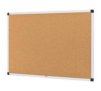 Amazon Basics Rectangular Tablón de anuncios, de corcho, con marco de aluminio, 90 x 60 cm, Plateado