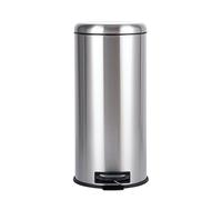 Amazon Basics Redonda pedal trash bin, Acero Inoxidable, 30L