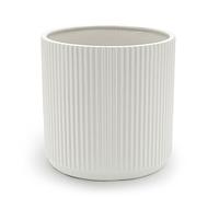 Amazon Basics Redondo Maceta de cerámica, estriada, 20.3 cm, Blanco