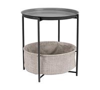 Amazon Basics Redondo Mesa auxiliar con capacidad de almacenamiento, Gris Oscuro, 44.96 cm D x 44.96 cm W x 48 cm