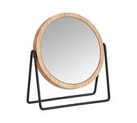Amazon Basics Redondo Vanity Mirror, Montaje en Mesa, 19.2 x 7.3 cm, Negro, Bambú
