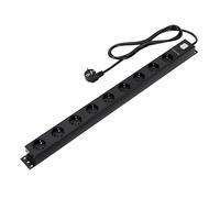 Amazon Basics Regleta de Alimentación Rectangular de Metal Resistente a Sobretensiones con Protectores de Seguridad, 9 Tomas de Corriente (Enchufe de la UE), 600 Julios, Cable Negro de 1,8 m