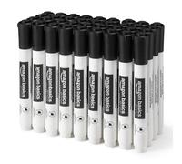 Amazon Basics Rotuladores para Pizarra Blanca de Borrado en Seco de Bajo Olor, Punta de Cincel, Negro, Paquete de 36