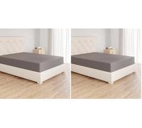 Amazon Basics Sabana Bajera Ajustable, 120 x 200 cm, de 100% algodón, Gris Oscuro (Paquete de 2)