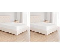 Amazon Basics Sabana Bajera Ajustable, 135 x 190 x 30 cm, de Poliéster Microfibra, Blanco (Paquete de 2)