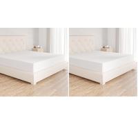 Amazon Basics Sabana Bajera Ajustable, 180 x 200 cm, de 100% algodón, Blanco (Paquete de 2)