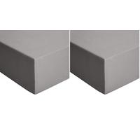 Amazon Basics Sabana Bajera Ajustable, 200 x 200 cm, de 100% algodón, Gris Oscuro (Paquete de 2)