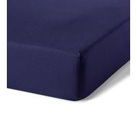 Amazon Basics Sábana Bajera Ajustable de Algodón Orgánico para Cama 160, 160 x 200 cm, Azul Marino