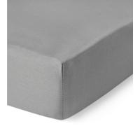 Amazon Basics Sábana Bajera Ajustable para Cama 160, Deluxe Extra Suave, 100% Algodón Satén 400 Hilos, Alto 30cm, 160 x 200 cm, Gris Oscuro