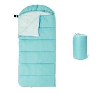 Amazon Basics Sacos de Dormir para Niños, con Clasificación de 10 Grados C/50 Grados F, Color Aguamarina, 167.6 x 73.7cm
