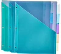 Amazon Basics Separadores de plástico de dos bolsillos, juego de 5 pestañas, paquete de 3 juegos, tamaño carta, Multicolor
