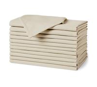 Amazon Basics Servilletas de Tela Reutilizables Resistentes a Las Manchas y Las Arrugas, Paquete de 12, 43 x 43 cm, Color Beige