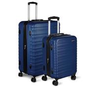 Amazon Basics Set de Maletas Rígidas (Pequeña + Grande) - Equipaje Extensible ABS con 4 Ruedas Dobles Giratorias - Resistente a Arañazos y Ligero - Azul Marino