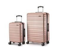 Amazon Basics Set de Maletas Rígidas (Pequeña + Grande) - Equipaje Extensible ABS con 4 Ruedas Dobles Giratorias - Resistente a Arañazos y Ligero - Oro Rosa