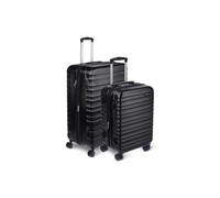 Amazon Basics Set de Maletas Rígidas (Pequeña + Grande) - Equipaje Extensible ABS con 4 Ruedas Dobles Giratorias - Resistente a Arañazos y Ligero - Negro
