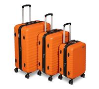 Amazon Basics Set de Maletas Rígidas (Pequeña + Mediana + Grande) - Equipaje Extensible ABS con 4 Ruedas Dobles Giratorias - Resistente a Arañazos y Ligero - Naranja Quemado