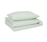 Amazon Basics Set Ropa de Cama Infantil 100% Algodón Orgánico, Funda Nórdica Reversible 100 x 135 cm & Funda de Almohada 40 x 60 cm para Cama Infantil, Verde Salvia