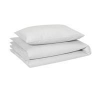 Amazon Basics Set Ropa de Cama Infantil 100% Algodón Orgánico, Funda Nórdica Reversible 100 x 135 cm & Funda de Almohada 40 x 60 cm para Cama Infantil, Gris Suave