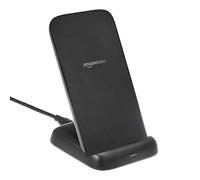 Amazon Basics Soporte de carga inalámbrica de 10 W con certificación Qi, para iPhone 16/15/14/13/12/11/X, Samsung y más, con cable USB (sin adaptador de CA), negro