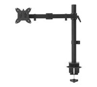 Amazon Basics Soporte de Escritorio con Brazo Ajustable para un Solo Monitor, Compatible con Hasta 32 Pulgadas (38 Pulgadas Ultrapanorámico) y 10kg, Tensión Ajustable, VESA 75 x 75/100 x 100, Negro