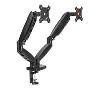 Amazon Basics Soporte de Escritorio con Brazo Dual para Monitor con Resorte Neumático, Tensión Ajustable, para Monitores de 15 a 27 Pulgadas, Soporta de 2 a 7kg, VESA 75 x 75/100 x 100, Negro