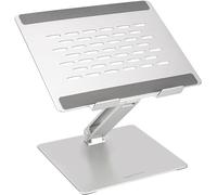 Amazon Basics Soporte Ergonómico Ajustable para Laptop, Multiángulo con Ventilación de Calor, Bisagras Pretensadas para Mayor Estabilidad, Compatible con Laptops de 10 a 17 pulgadas, Plateado