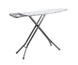 Amazon Basics tabla de planchar con compartimento de almacenamiento y soporte para plancha en forma de H, grande, 122 x 38 cm, gris, Geométrico