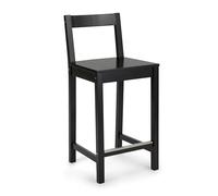 Amazon Basics - Taburete de cocina de madera maciza negra, taburete de bar con respaldo, silla de comedor, fácil montaje, moderno, 88 cm de alto
