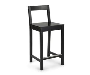 Amazon Basics - Taburete de cocina de madera maciza negra, taburete de bar con respaldo, silla de comedor, fácil montaje, moderno, 88 cm de alto