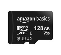 Amazon Basics Tarjeta de memoria microSDXC con adaptador de tamaño completo, A2, U3, velocidad de lectura de hasta 100 MB/s, 128 GB, negra