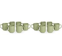 Amazon Basics Tazas de Café de Gres Esmaltado, Juego de 6 Piezas, 455ml, Aptas para Microondas y Lavavajillas, Oliva (Paquete de 2)