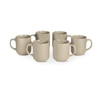 Amazon Basics Tazas de Café de Gres Esmaltado, Juego de 6 Piezas, 455ml, Aptas para Microondas y Lavavajillas, Gris Lino