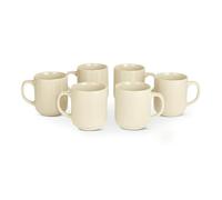 Amazon Basics Tazas de Café de Gres Esmaltado, Juego de 6 Piezas, 455ml, Aptas para Microondas y Lavavajillas, Marfil