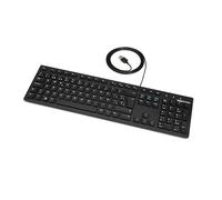 Amazon Basics Teclado con Cable USB y Base Fina, diseño español, Negro Mate