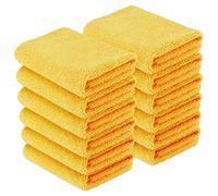 Amazon Basics Toallas de microfibra con dos caras para automóviles, paño de limpieza, paquete de 12, 40 x 40 cm, color Amarillo