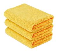 Amazon Basics Toallas de microfibra con dos caras para automóviles, paño de limpieza, paquete de 3, 40 x 40 cm, color Amarillo