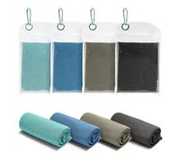 Amazon Basics Toallas Refrescantes de Gimnasio para Cuello y Rostro, para Hacer Ejercicio, 102 cm x 31 cm, Paquete de 4, Negro/Gris/Aguamarina/Azul Marino