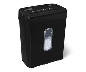 Amazon Basics Trituradora de Papel de Corte Cruzado, de 6 Hojas, con Ventana Transparente, para Documentos A4 y Tarjetas de Crédito, Papelera de 14L, Color Negro