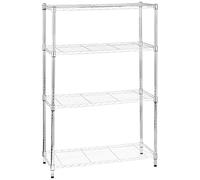 Amazon Basics Unidad de almacenamiento de 4 baldas con estantes ajustables en altura y patas niveladoras, peso máximo de 640 kg, Cromado, 35.5 cm x 91.4 cm x 137.1 cm (D x W x H)