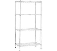Amazon Basics Unidad de almacenamiento estrecha de 4 baldas con estantes ajustables en altura y patas niveladoras, peso máximo de 363 kg, Cromado, 34 cm x 58.9 cm x 121.9 cm (D x W x H)