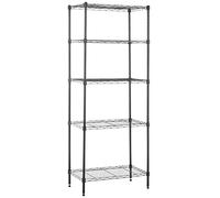 Amazon Basics Unidad de almacenamiento estrecha de 5 baldas con estantes ajustables en altura y patas niveladoras, sin ruedas, Negro, 58.9 cm x 34 cm x 152.4 cm (D x W x H)