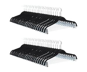 Amazon Basics Velvet Skirt Hangers with Clips, 50-Pack, Black