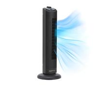Amazon Basics Ventilador de Torre Oscilante de 71 cm con Ángulo de 60 Grados para Dormitorio, Sala de Estar, Oficina, 3 Velocidades, Control Mecánico Intuitivo, Negro Mate, 35W, 71 cm x 24 cm x 24 cm