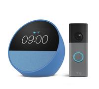 Amazon Echo Spot (última generación), Azul + Ring Videotimbre con batería (Battery Video Doorbell) (última gen.), Gris moteado