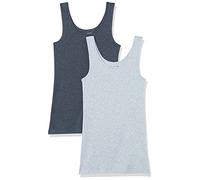 Amazon Essentials 2-pack Tank, camisa Mujer, Verde (Light Grey Heather/Charcoal Heather), Medium (Talla del fabricante: )