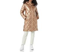 Amazon Essentials Abrigo de Invierno Acolchado con Diamante Pesado para Mujer, Longitud hasta la Rodilla, Color Gris Pardo metálico, Talla L