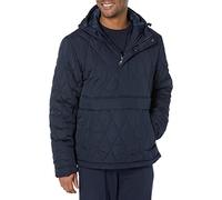 Amazon Essentials Anorak - Abrigo Acolchado con Capucha y Cremallera de un Cuarto para Hombre, Color Azul Marino, Talla XL