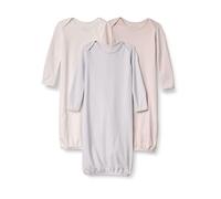 Amazon Essentials Bata de Algodón para Dormir de Manga Larga Unisex Bebés, Gris Perla/Marfil/Rosa Pálido, 0-6 Meses