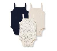 Amazon Essentials Bebé-Niñas Bodies sin Mangas, Paquete de 3, Avena Mezcla/Azul Marino/Lunares, 0-3 meses